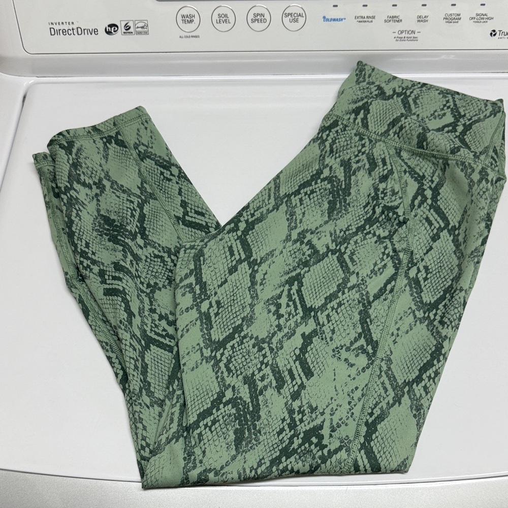 Fabletics PowerHold Green Snake Print Reptile Leggings
